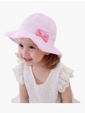 NWOT Toddler Girl Cotton 100% Sun Hat With Chin Strap 50+ SPF Protective 3-5T
